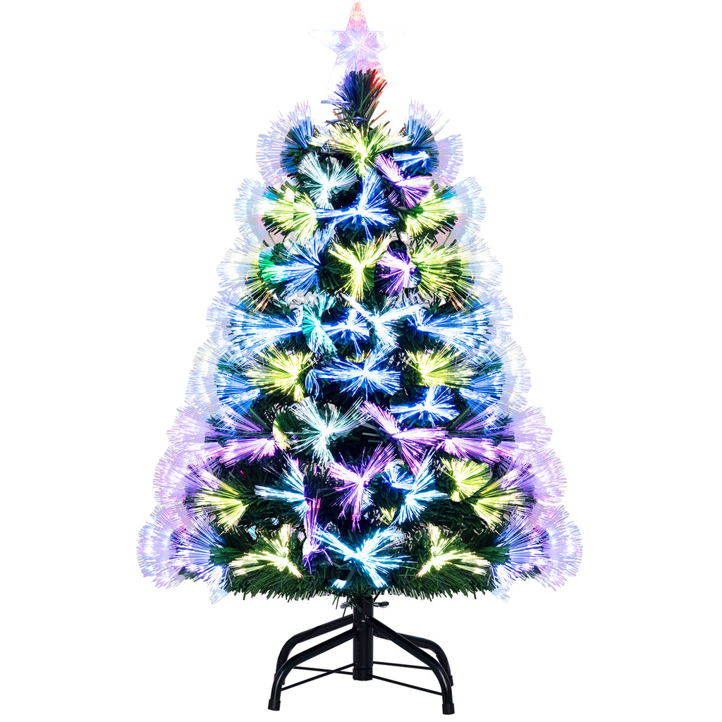 Fiber Optic Christmas Tree with 93 Tips and Topper Star - 3 Feet