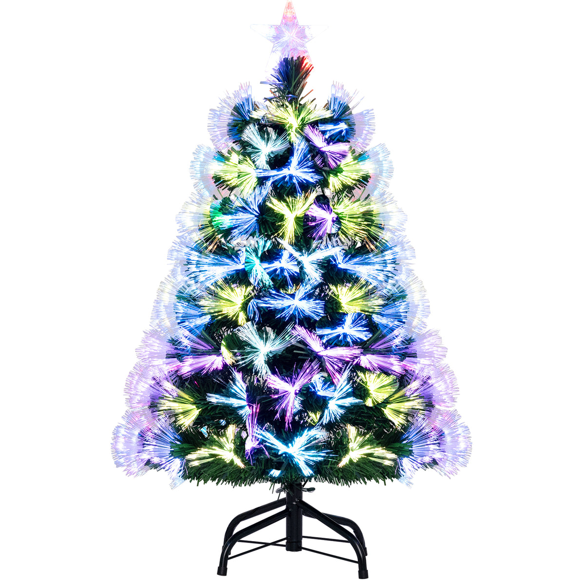 Fiber Optic Christmas Tree with 93 Tips and Topper Star - 3 Feet