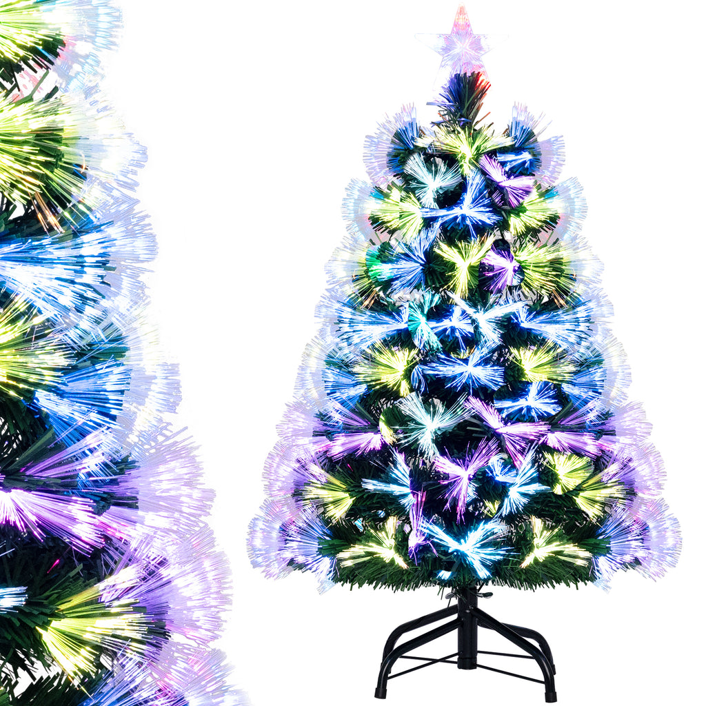 Fiber Optic Christmas Tree with 93 Tips and Topper Star - 3 Feet