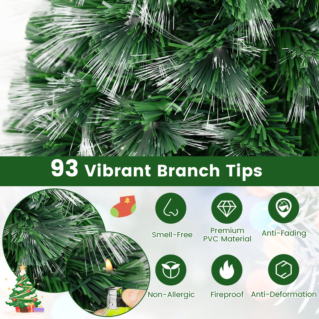 Fiber Optic Christmas Tree with 93 Tips and Topper Star - 3 Feet