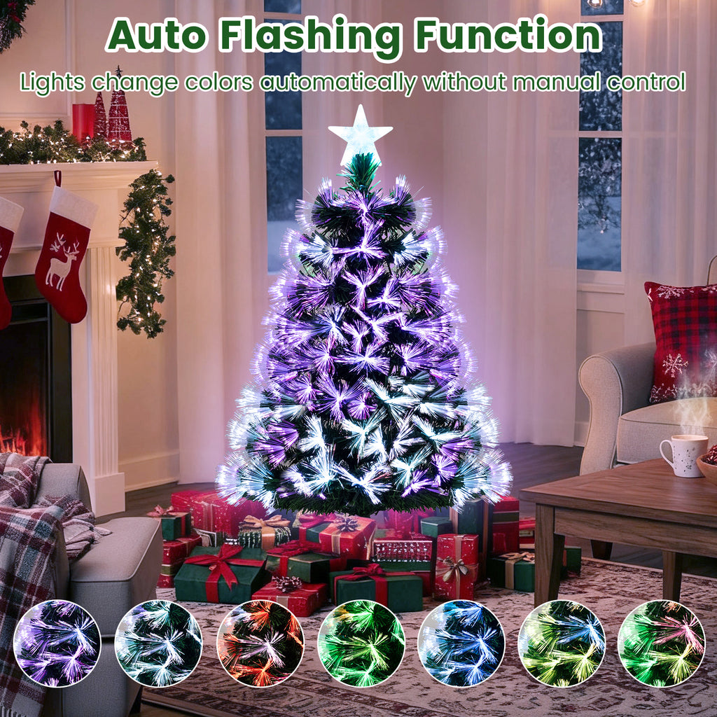 Fiber Optic Christmas Tree with 93 Tips and Topper Star - 3 Feet