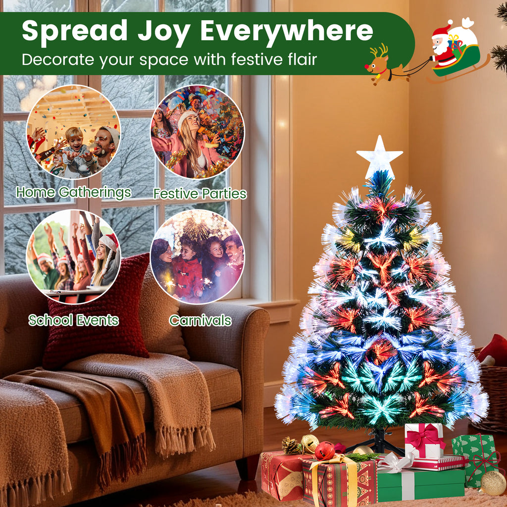 Fiber Optic Christmas Tree with 93 Tips and Topper Star - 3 Feet
