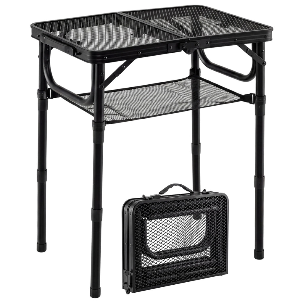 3-Height Folding Picnic Table with Large Storage Net and Handle