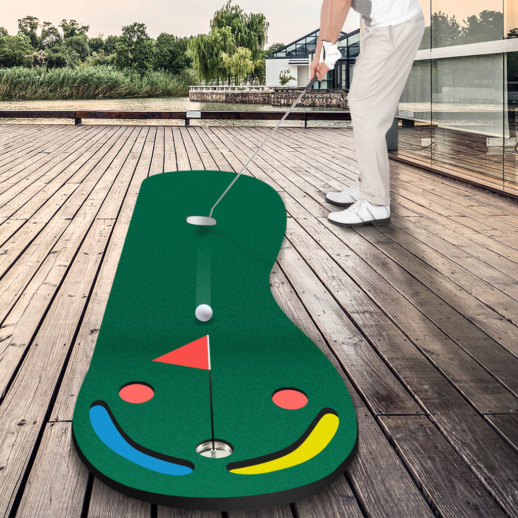 Golf Putting Green Set 3 x 10 Feet for Indoor Outdoor Practice - Includes Cup & Hazards