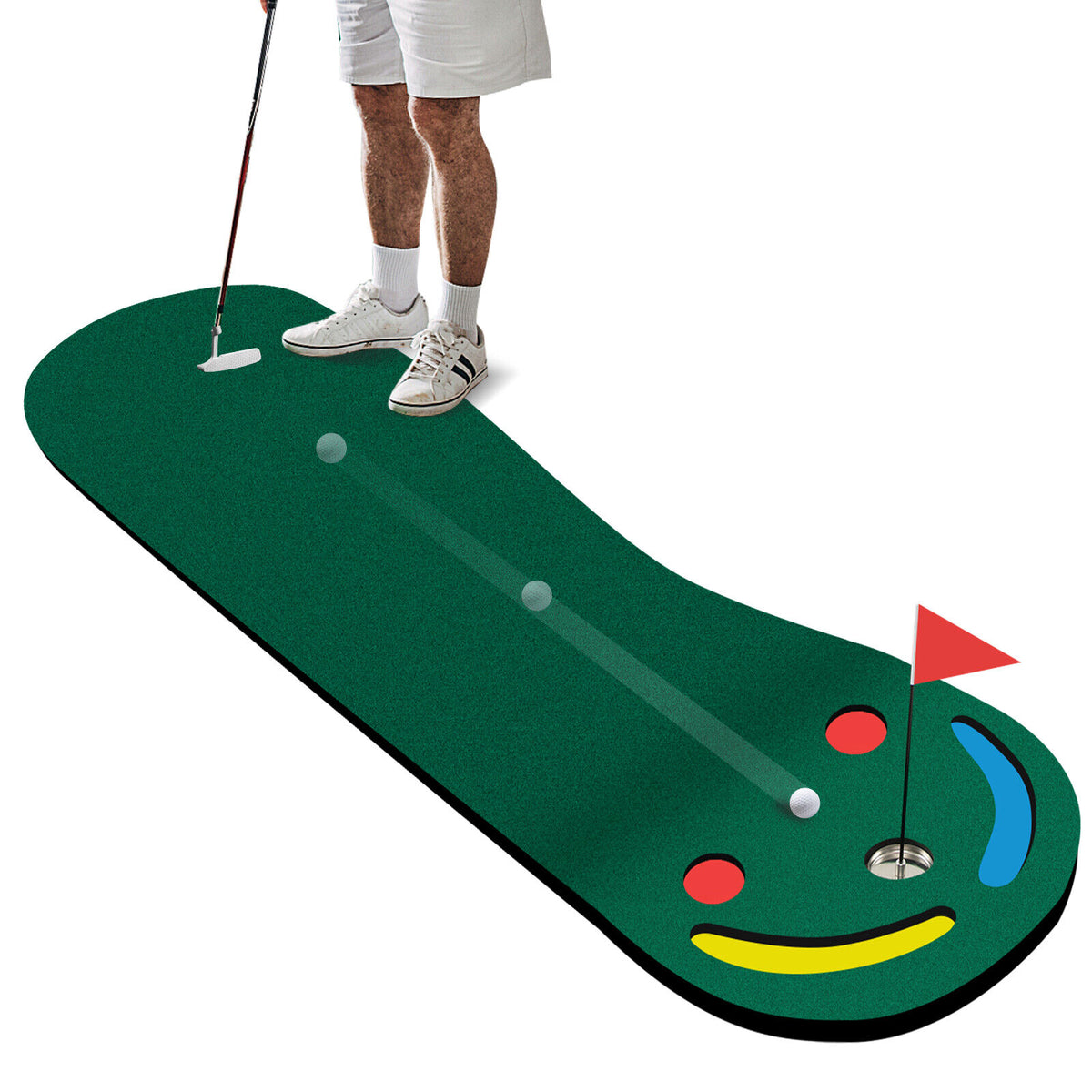 Golf Putting Green Set 3 x 10 Feet for Indoor Outdoor Practice - Includes Cup & Hazards
