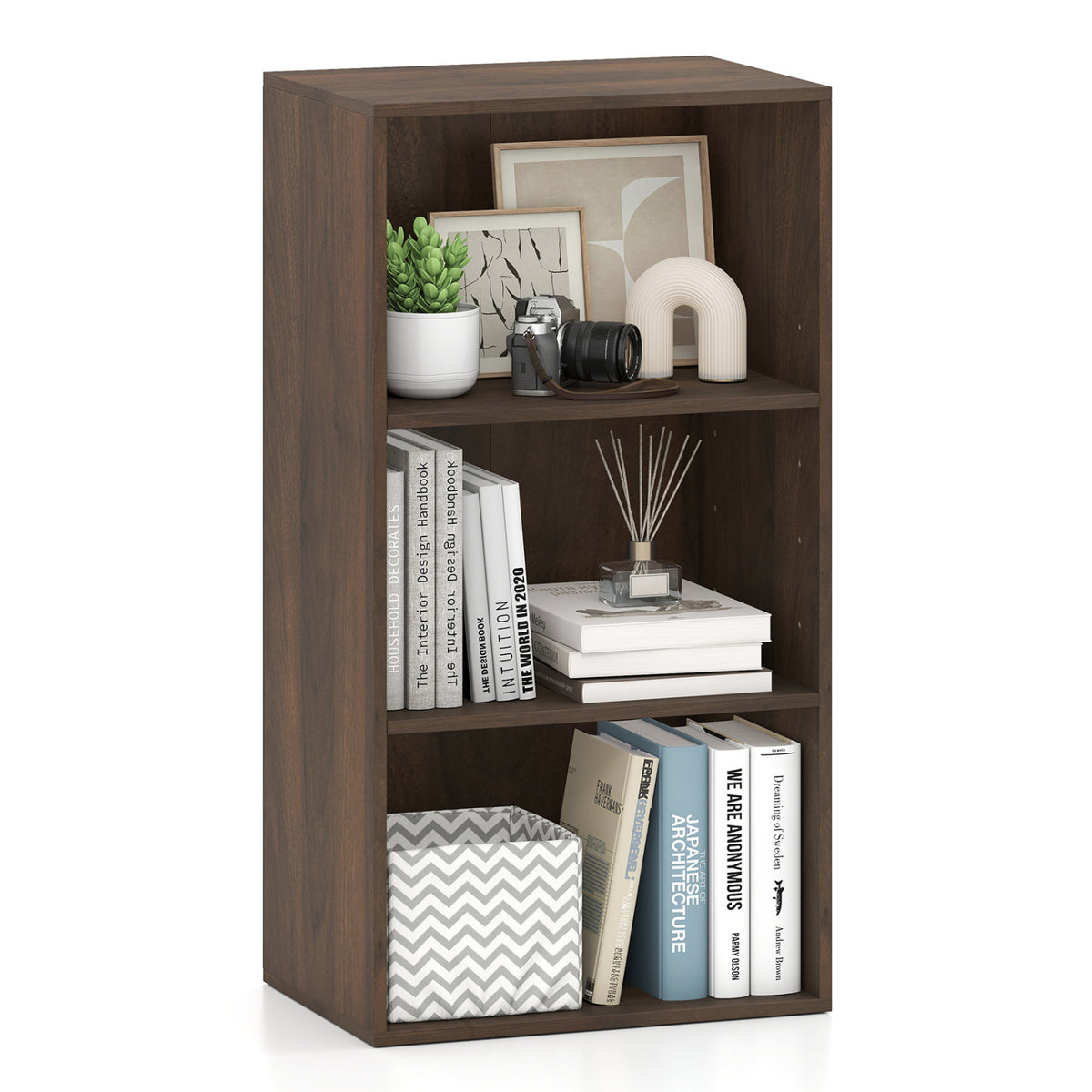 3-Tier Cube Bookcase with Adjustable Shelves for Home Office