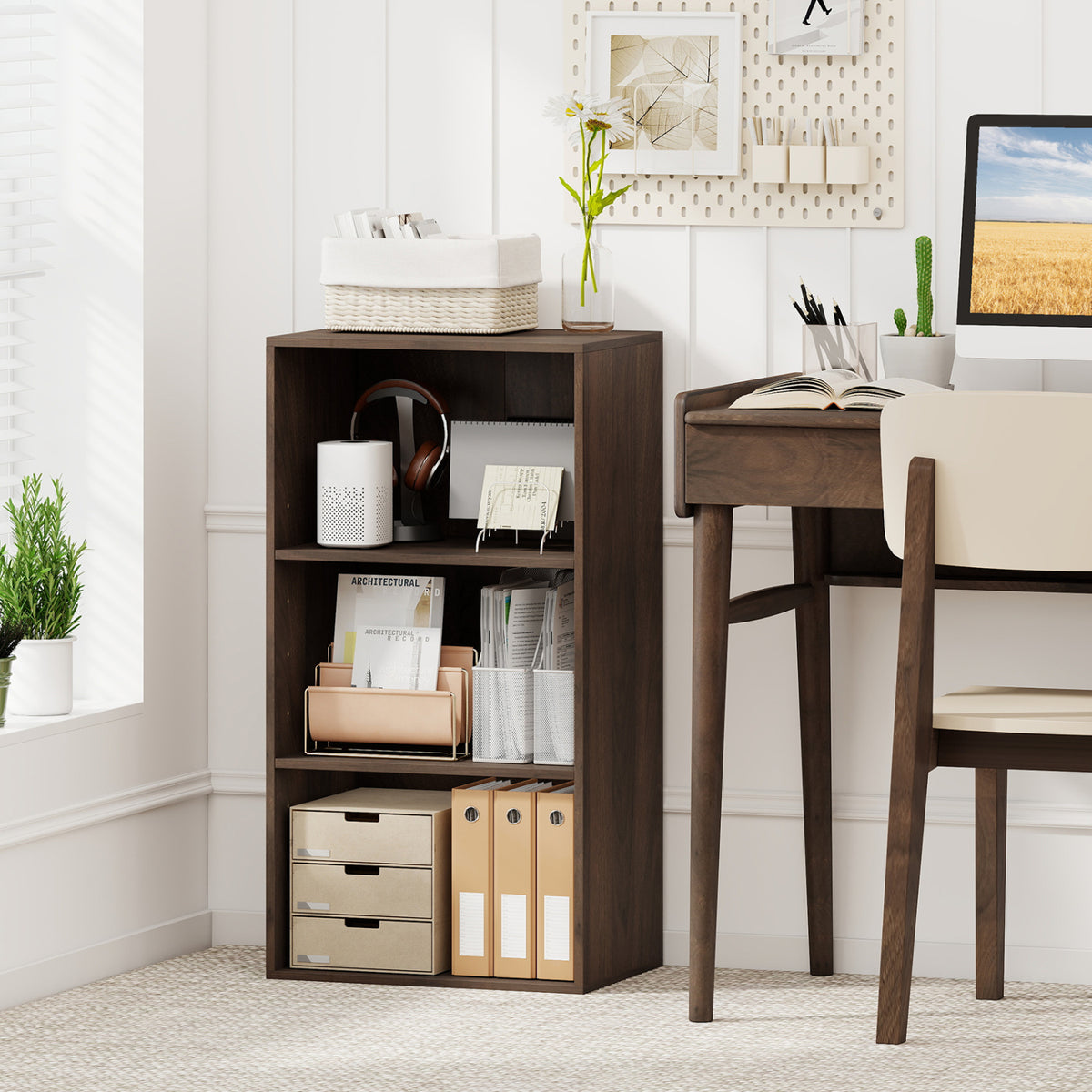 3-Tier Cube Bookcase with Adjustable Shelves for Home Office