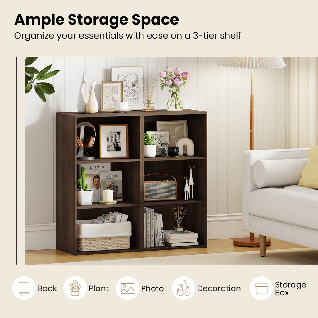 3-Tier Cube Bookcase with Adjustable Shelves for Home Office