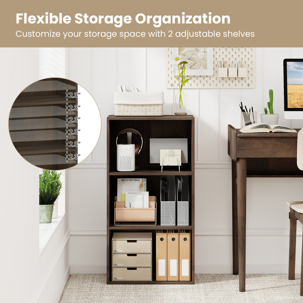 3-Tier Cube Bookcase with Adjustable Shelves for Home Office