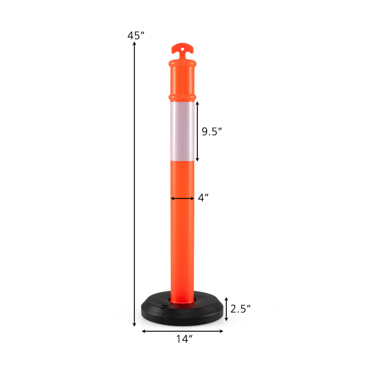 3 Pack Traffic Delineator Posts with Fillable Base for Parking Lots