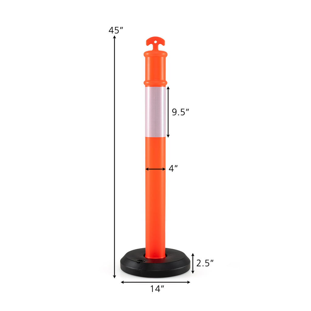 3 Pack Traffic Delineator Posts with Fillable Base for Parking Lots