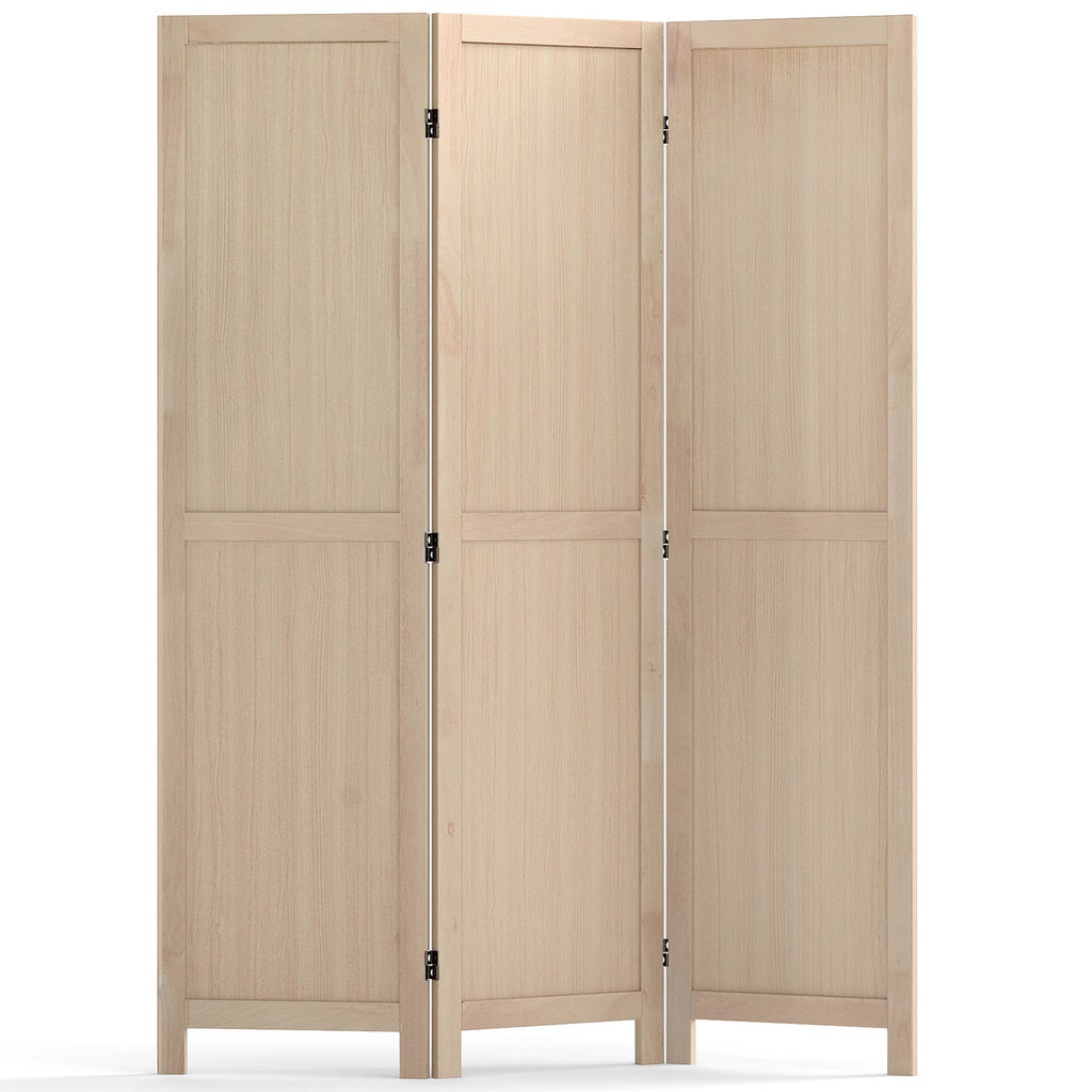 Beige 3 Panel Folding Room Divider for Home Office Bedroom Restaurant