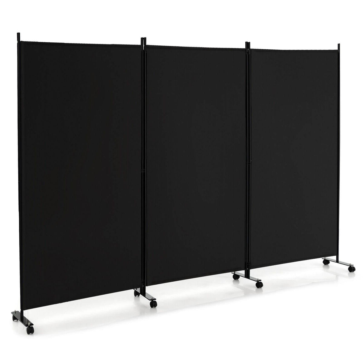 4-Panel Folding Room Divider Privacy Screen with Lockable Wheels - Gray, Includes Variation