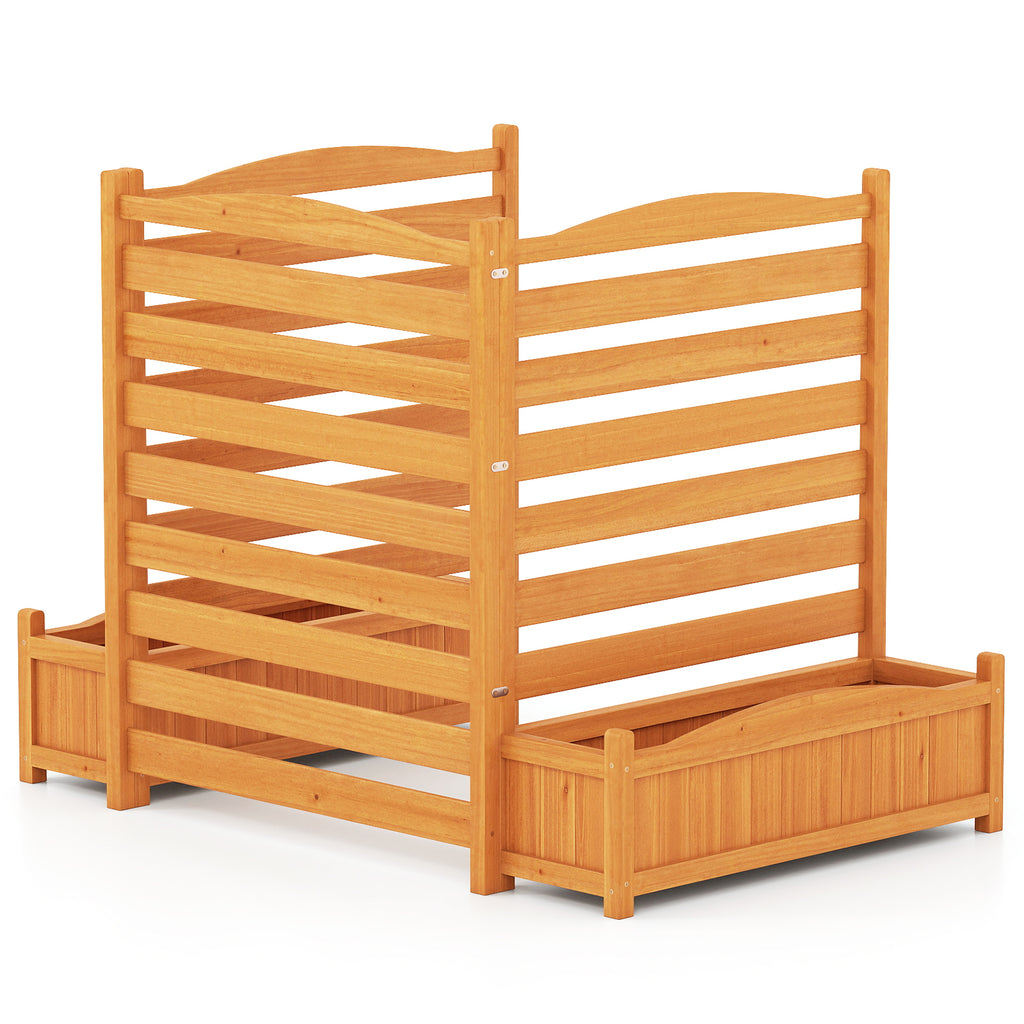 3-Panel Wood Air Conditioner Fence with Planter Box Freestanding