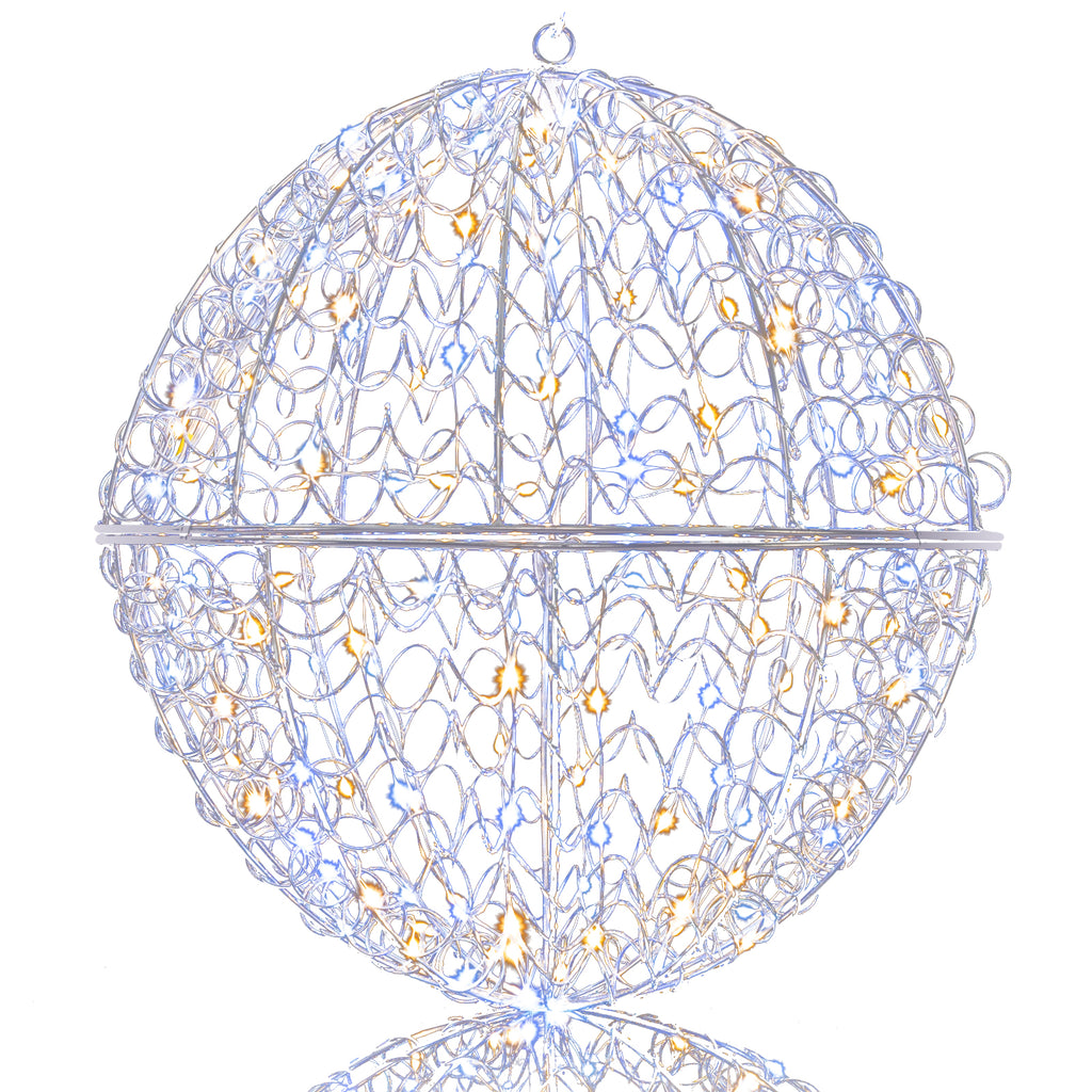 Lighted Christmas Balls Set with 435 LEDs, Large Standing & Hanging Metal Spheres