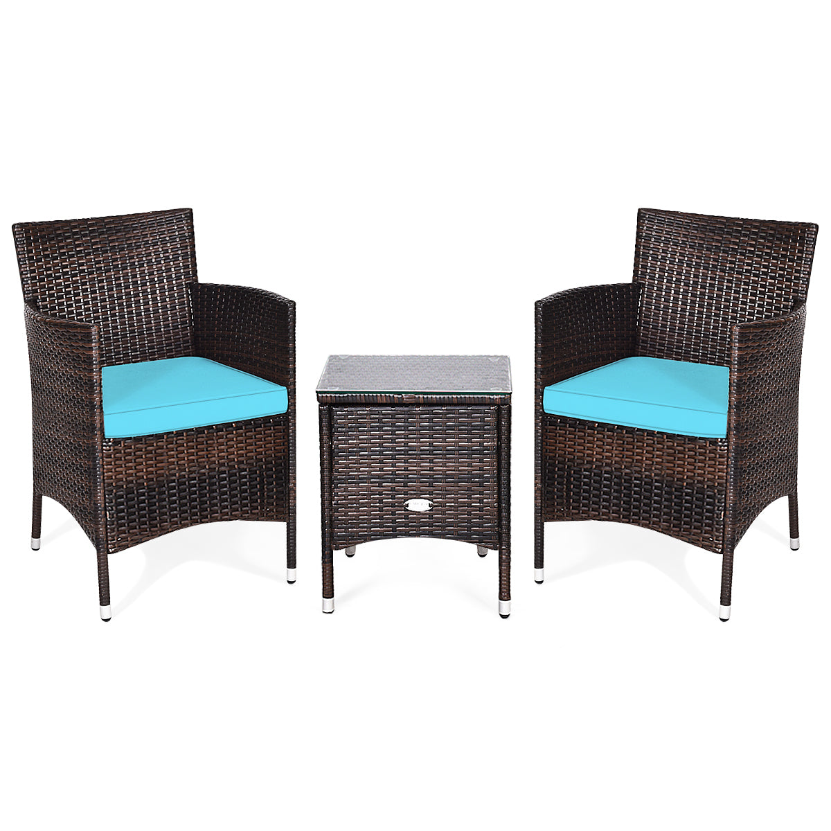 3 Pieces Ergonomic Wicker Patio Conversation Set