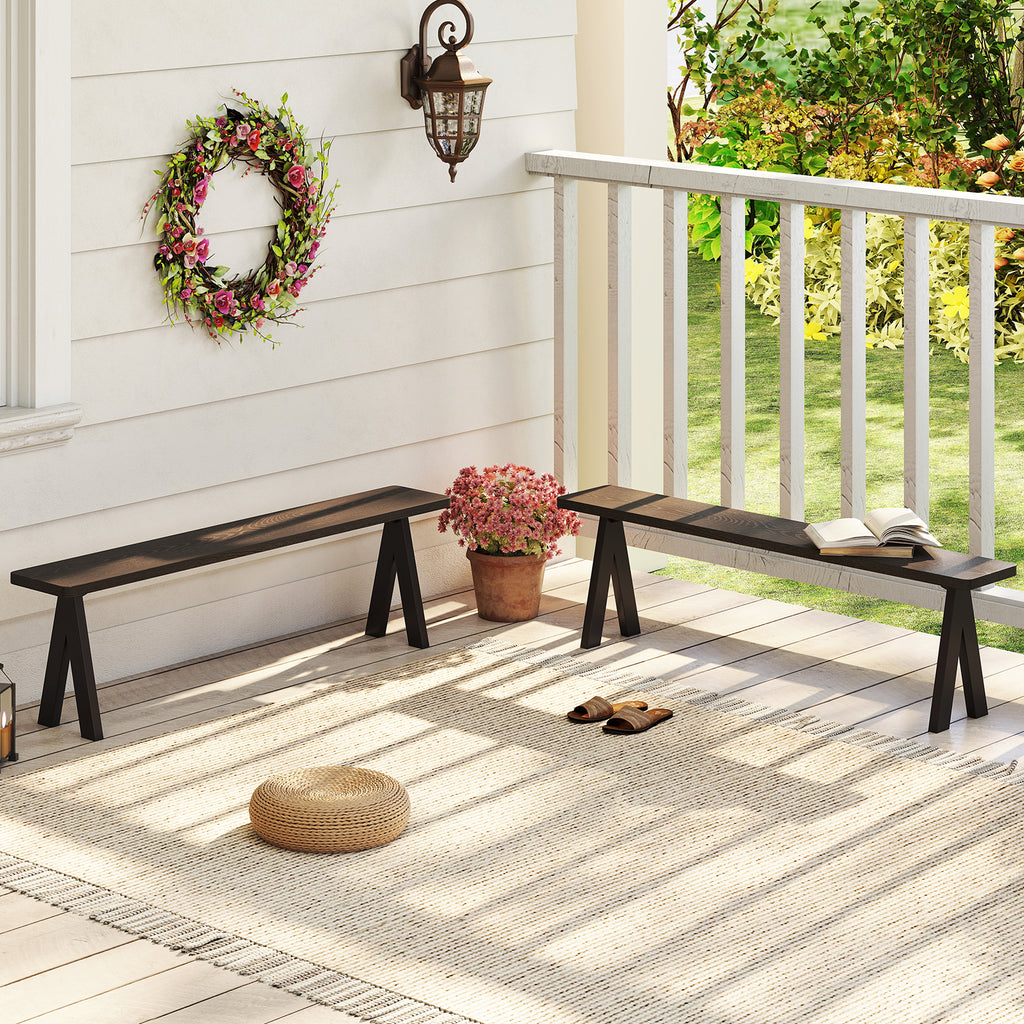 3-Person Outdoor Bench with 800 LBS Capacity - Set of 2