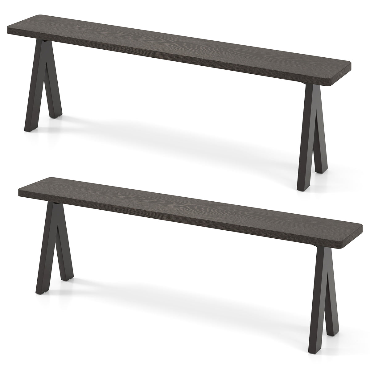 3-Person Outdoor Bench with 800 LBS Capacity - Set of 2