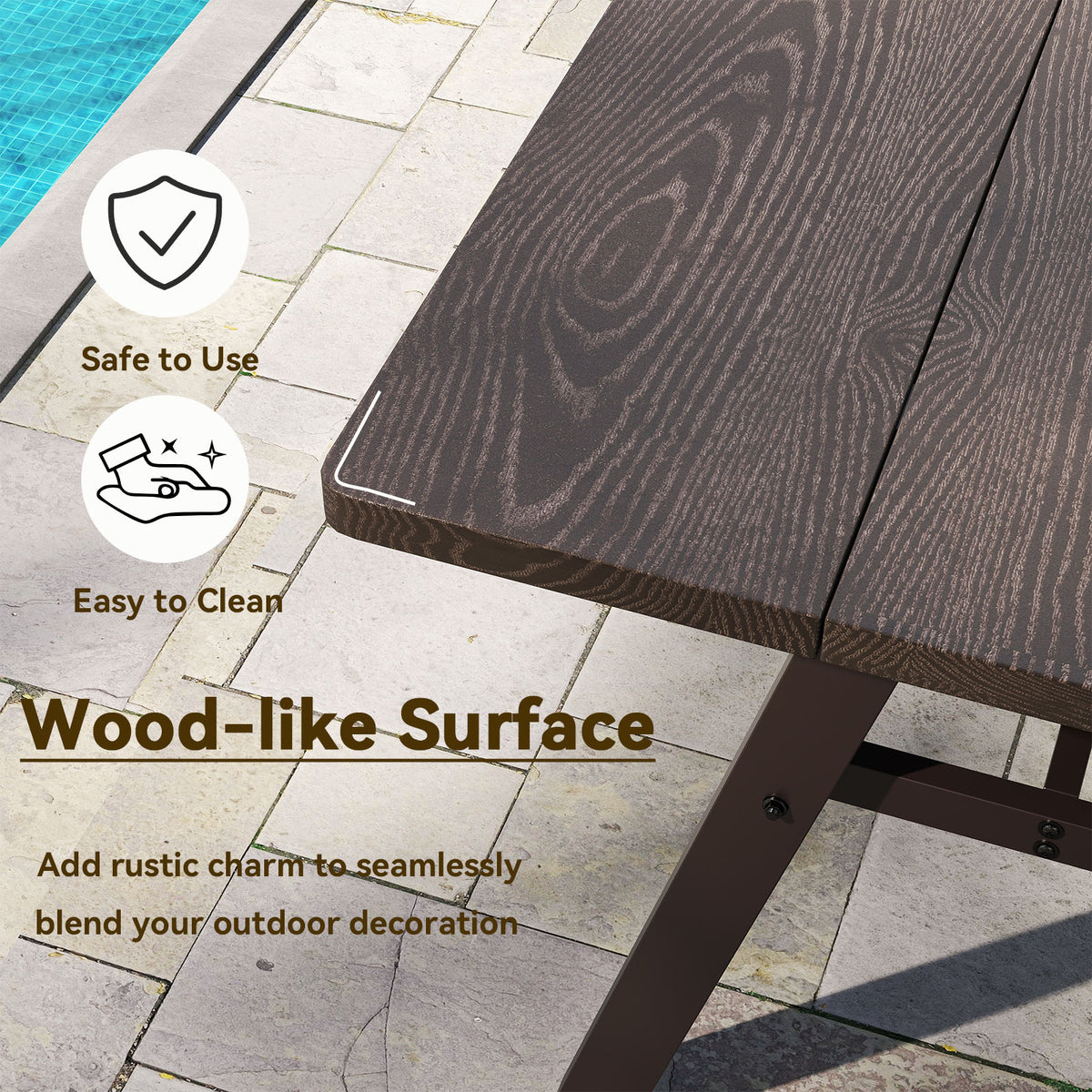 3-Person Outdoor Bench with 800 LBS Capacity - Set of 2