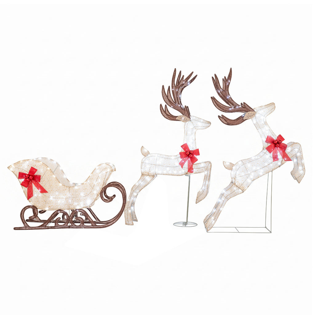 Lighted Christmas Reindeer Decoration with 170 White LED Lights - 2 Reindeers Set