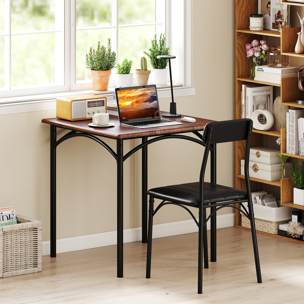 3-Piece Dining Table Set with 2 Padded Chairs - Rustic Brown
