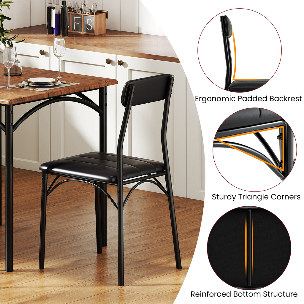 3-Piece Dining Table Set with 2 Padded Chairs - Rustic Brown