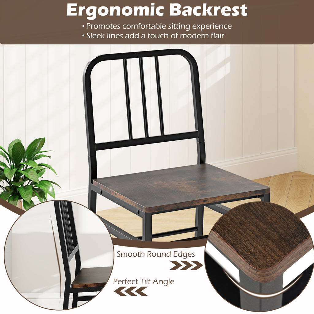 3-Piece Dining Table Set with 2 Chairs - Rustic Brown