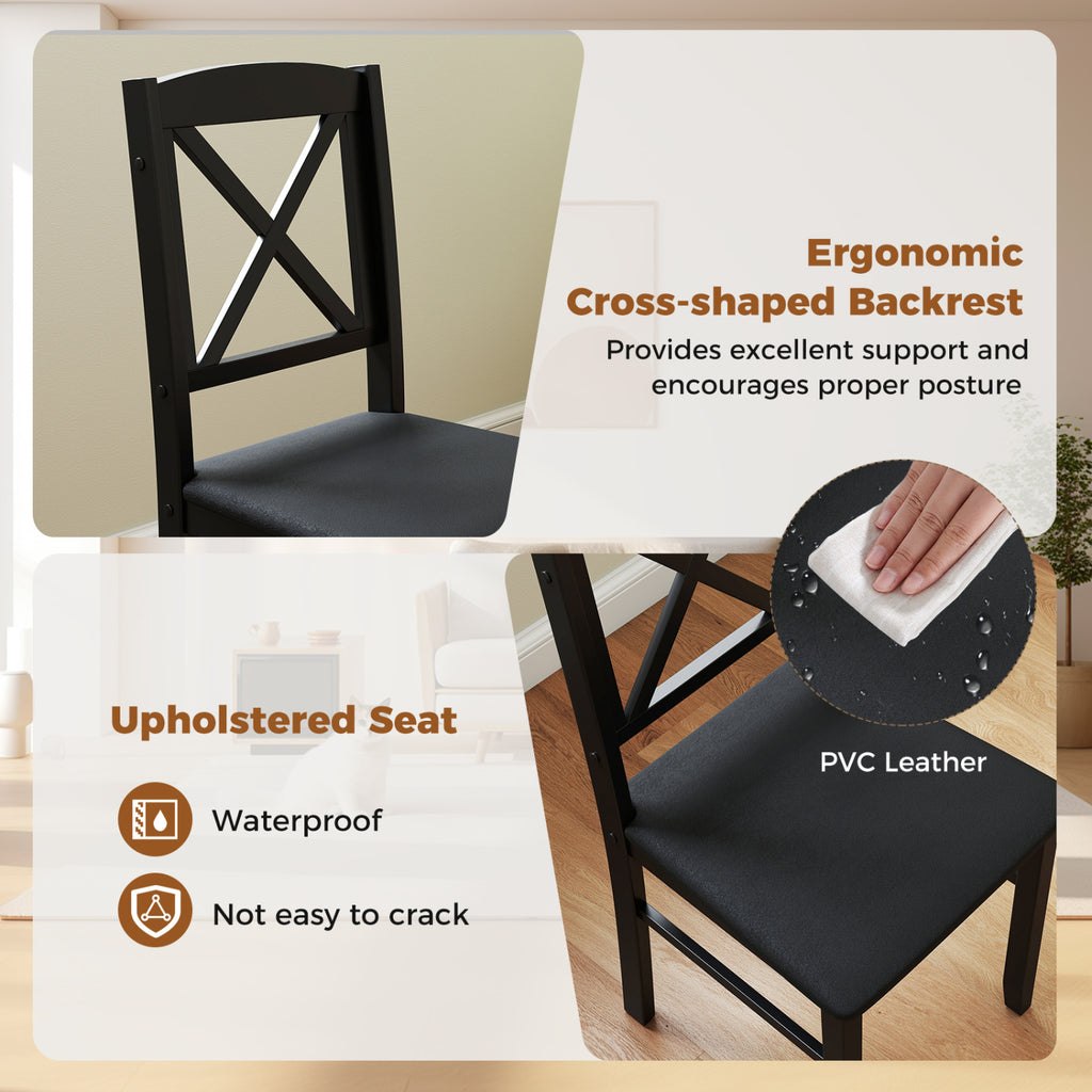 3-Piece Dining Table Set with Square Table, Brown