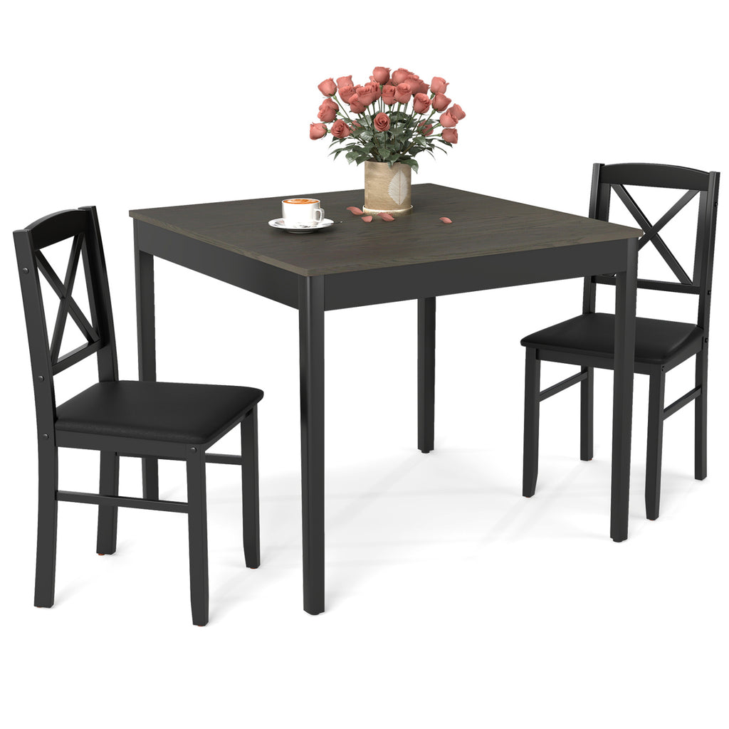 3-Piece Square Dining Table Set for 2 - Gray