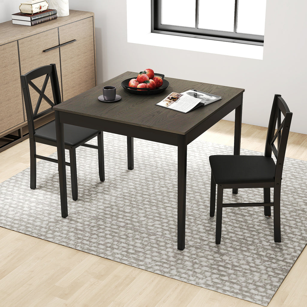 3-Piece Dining Table Set with Square Table, Gray
