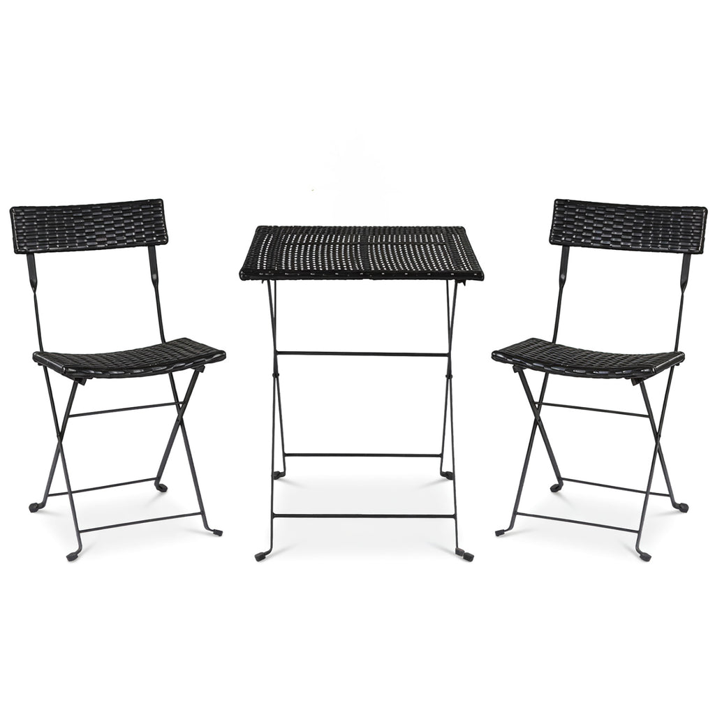 3-Piece Outdoor Bistro Set - Metal & Fabric, Gray