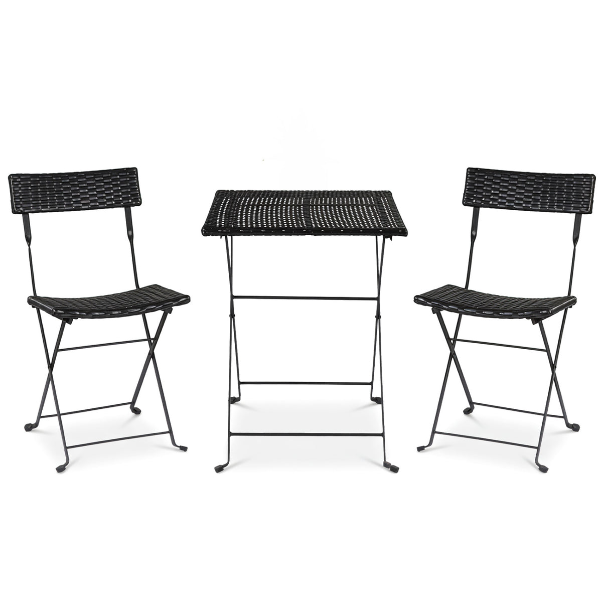3-Piece Outdoor Bistro Set - Metal & Fabric, Gray