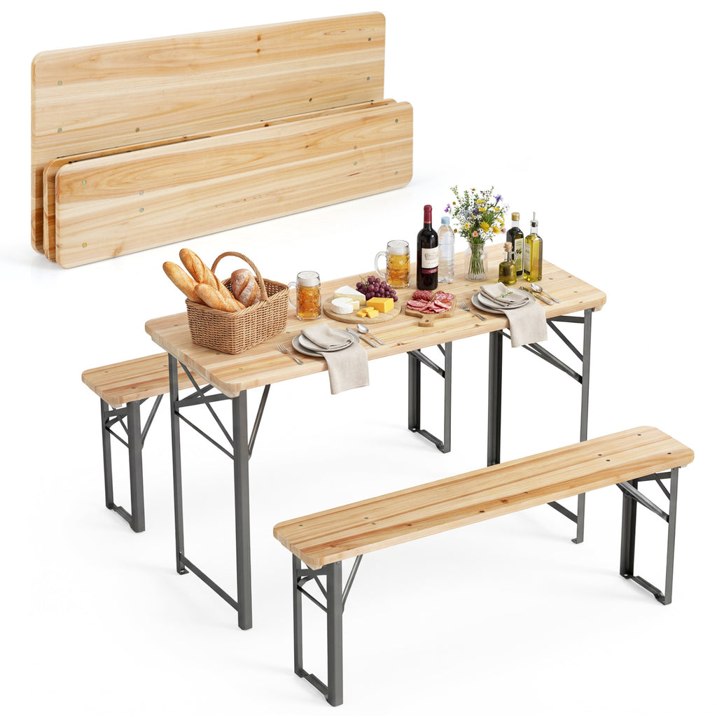 Acacia Wood Patio Dining Set - 3 Pieces with Cushions