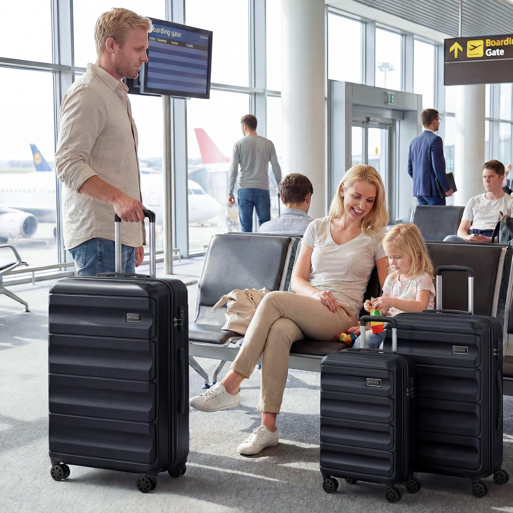 3-Piece Hardside Luggage Set 20/24/28 Inch Lightweight Suitcases