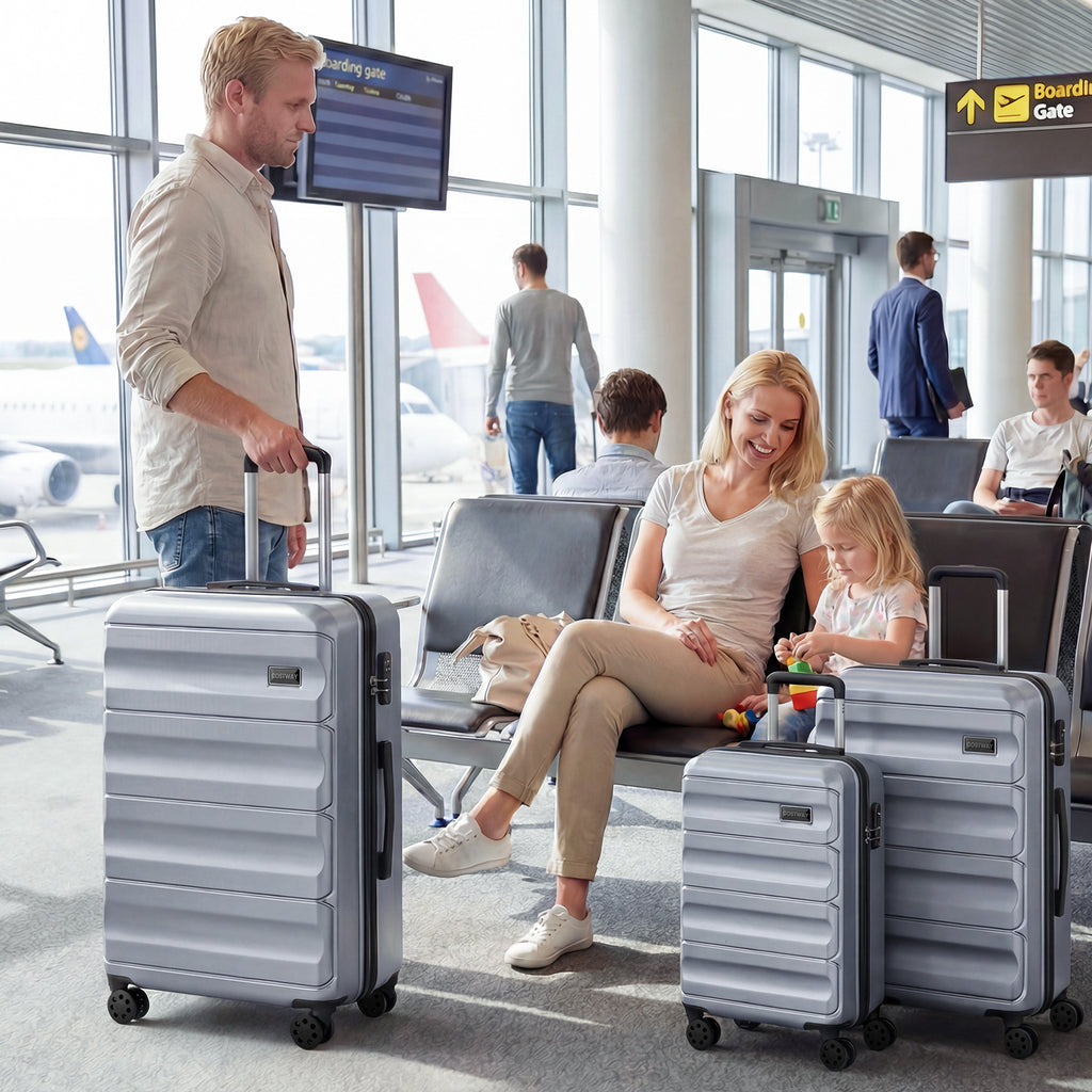 3-Piece Hardside Luggage Set 20/24/28 Inch Lightweight Suitcases