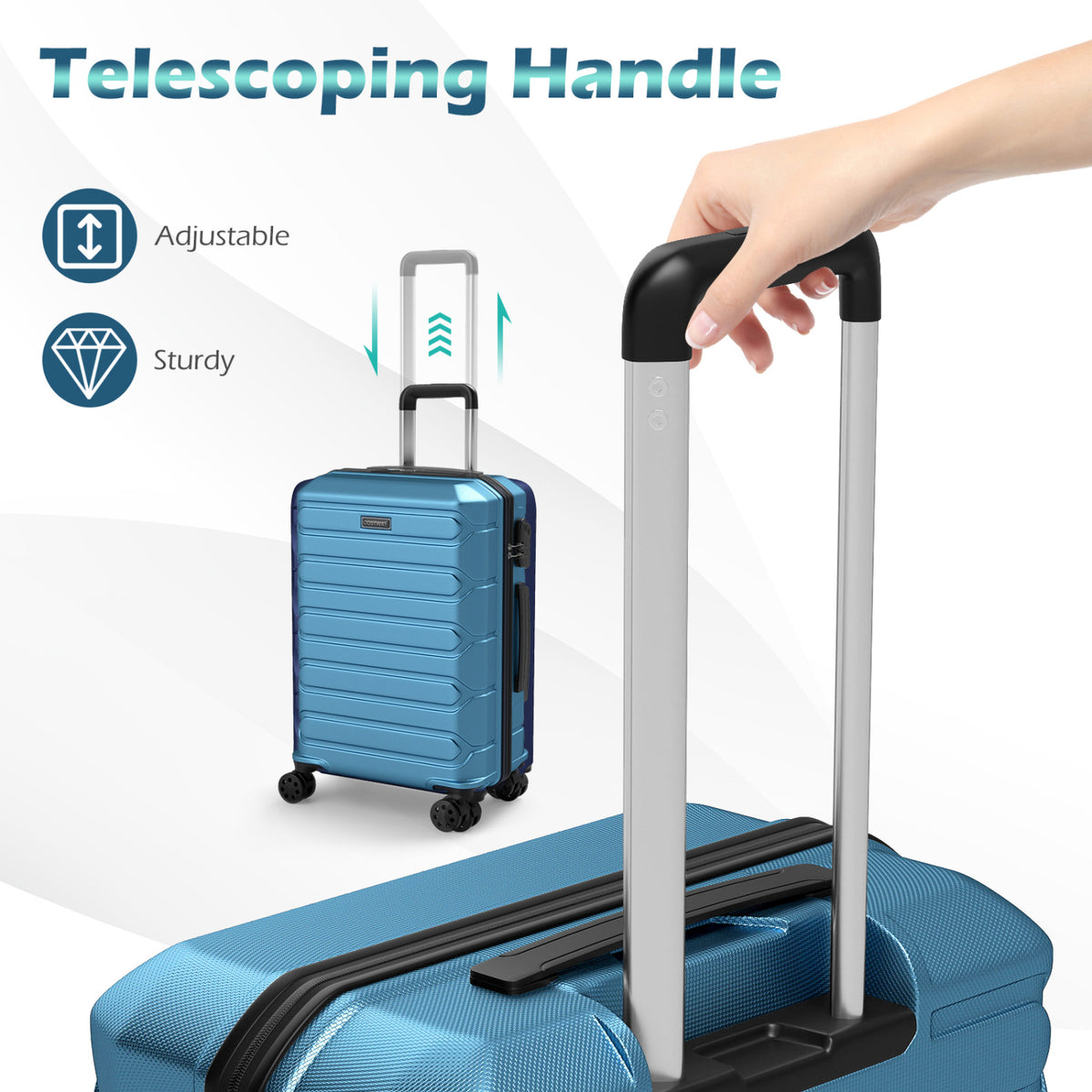 3-Piece Hardside Luggage Set Lightweight Suitcases with 8-Spinner