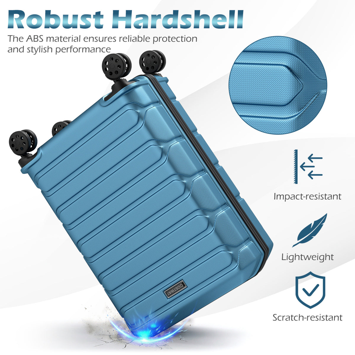 3-Piece Hardside Luggage Set Lightweight Suitcases with 8-Spinner