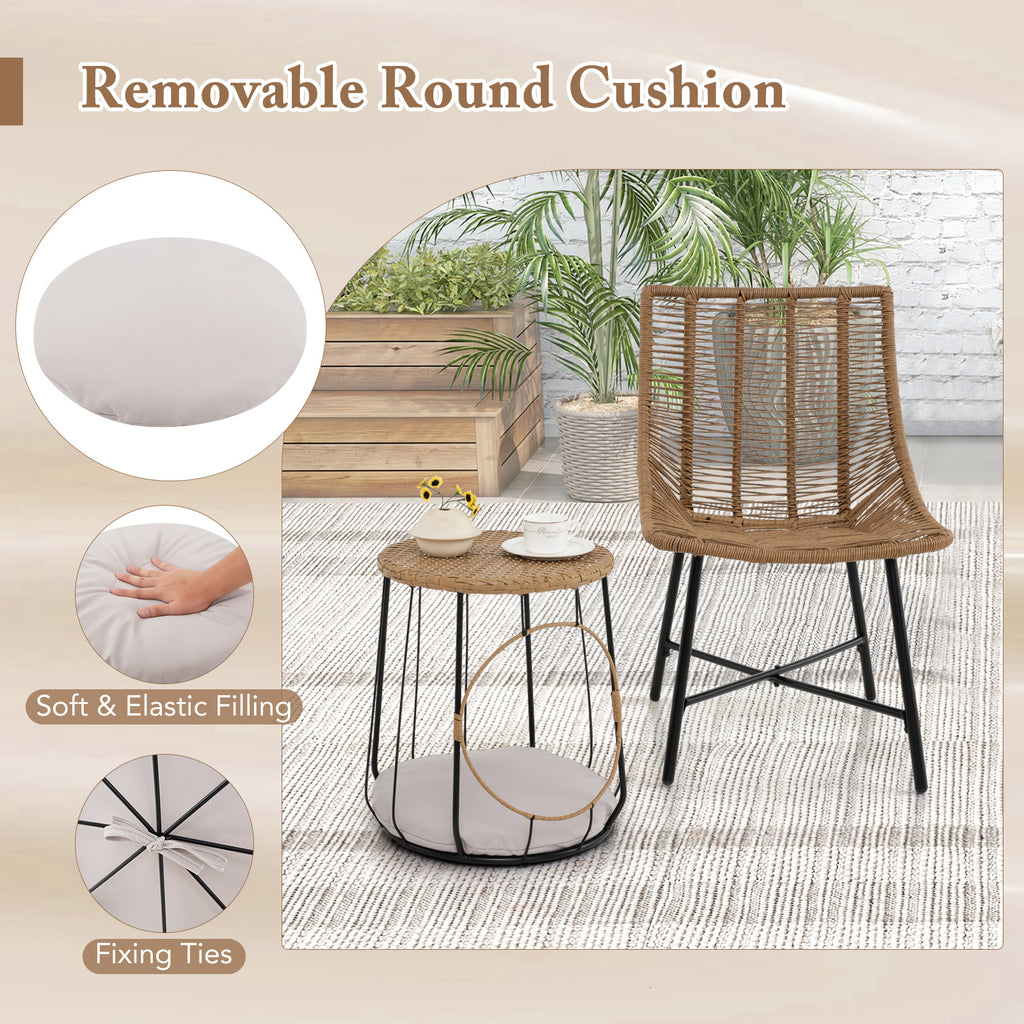 3-Piece Rattan Outdoor Furniture Set with Pet House - Brown