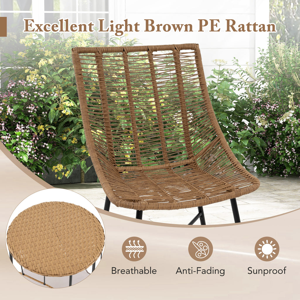 3-Piece Rattan Outdoor Furniture Set with Pet House - Brown