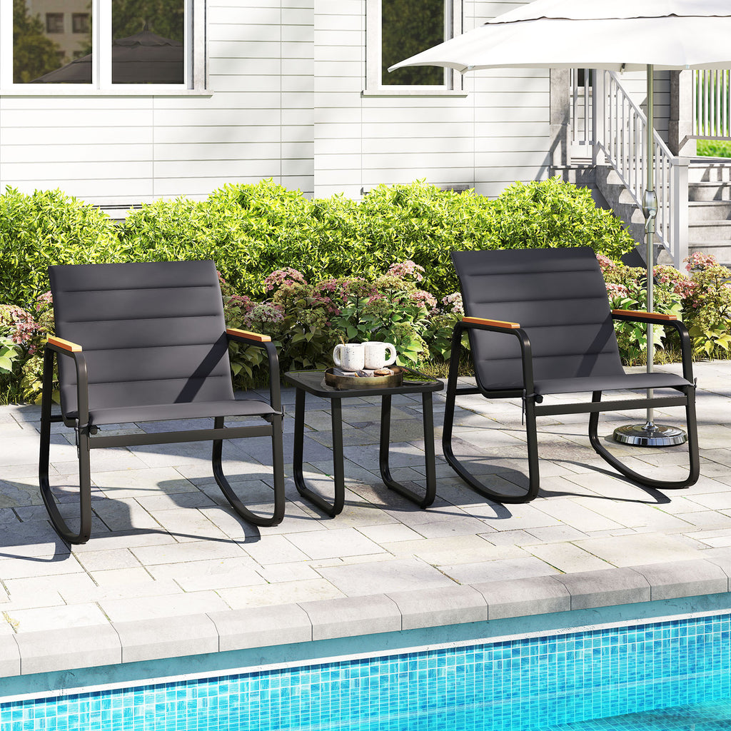 3 Piece Outdoor Rocking Bistro Set Porch Rocker Chairs