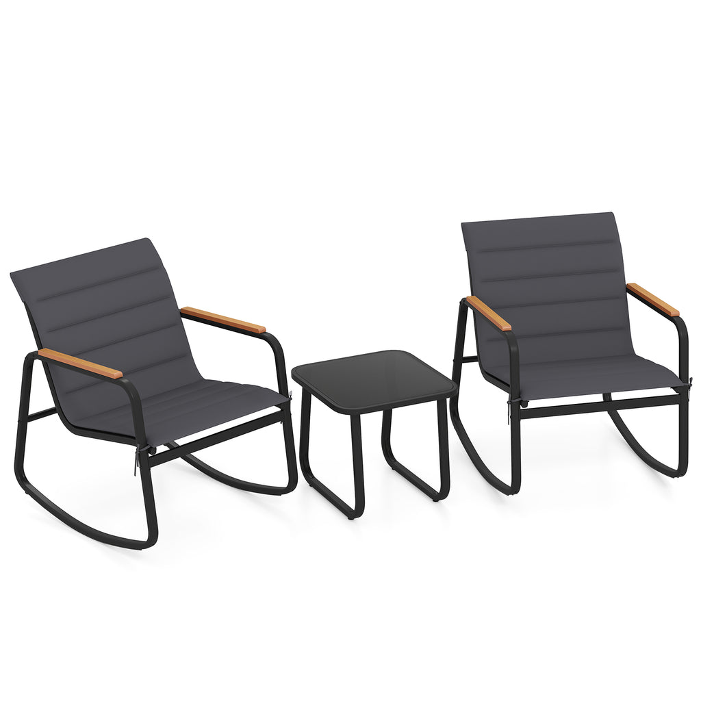 3 Piece Outdoor Rocking Bistro Set Porch Rocker Chairs