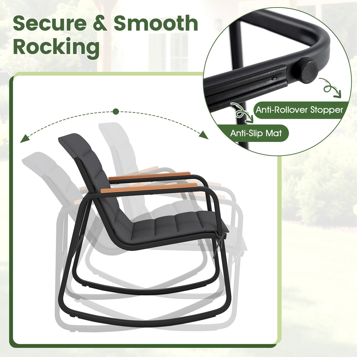 3 Piece Outdoor Rocking Bistro Set Porch Rocker Chairs