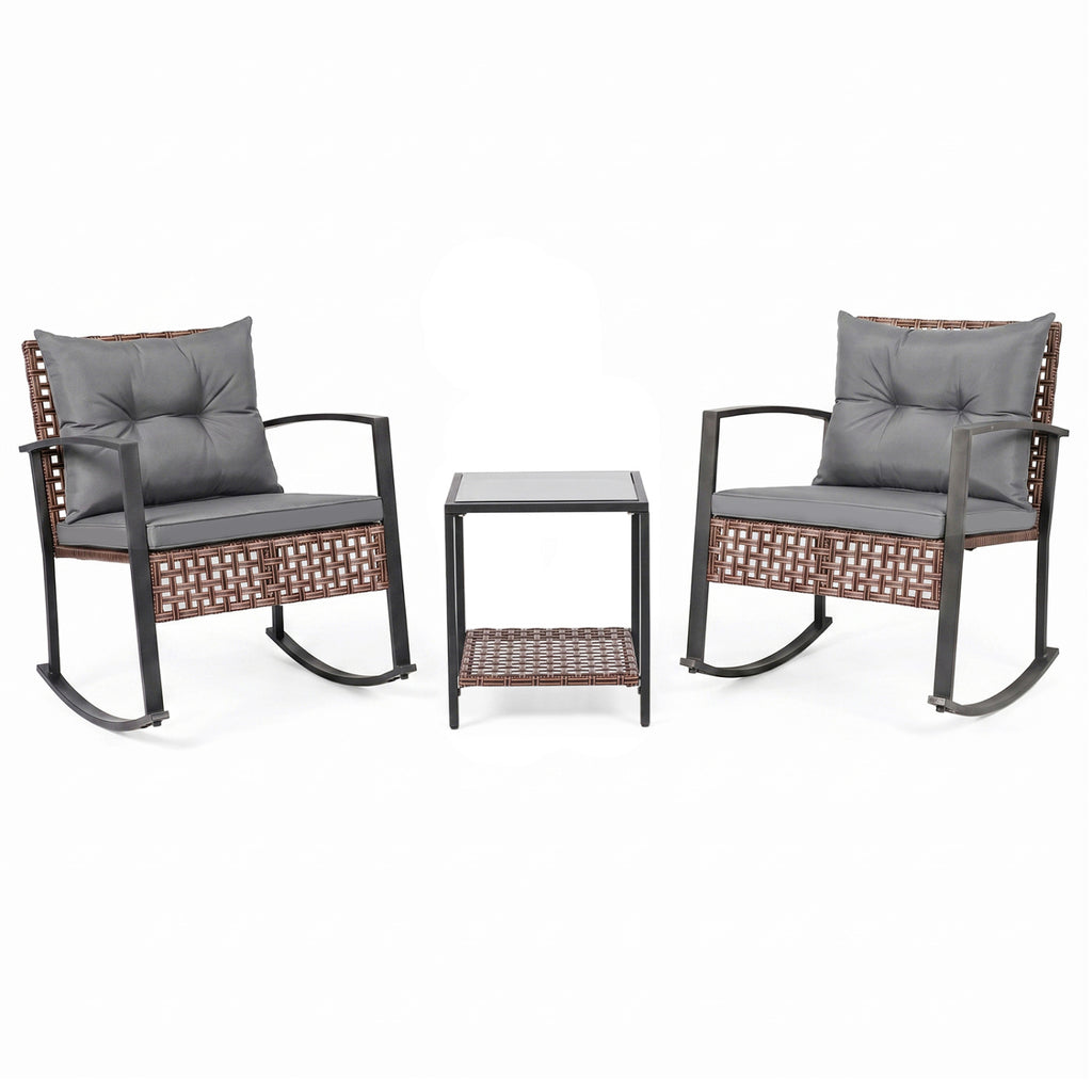 3-Piece Outdoor Rocking Chair Set