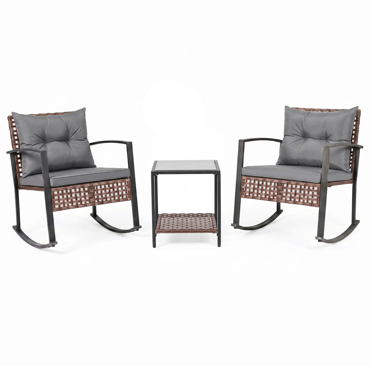 3-Piece Outdoor Rocking Chair Set