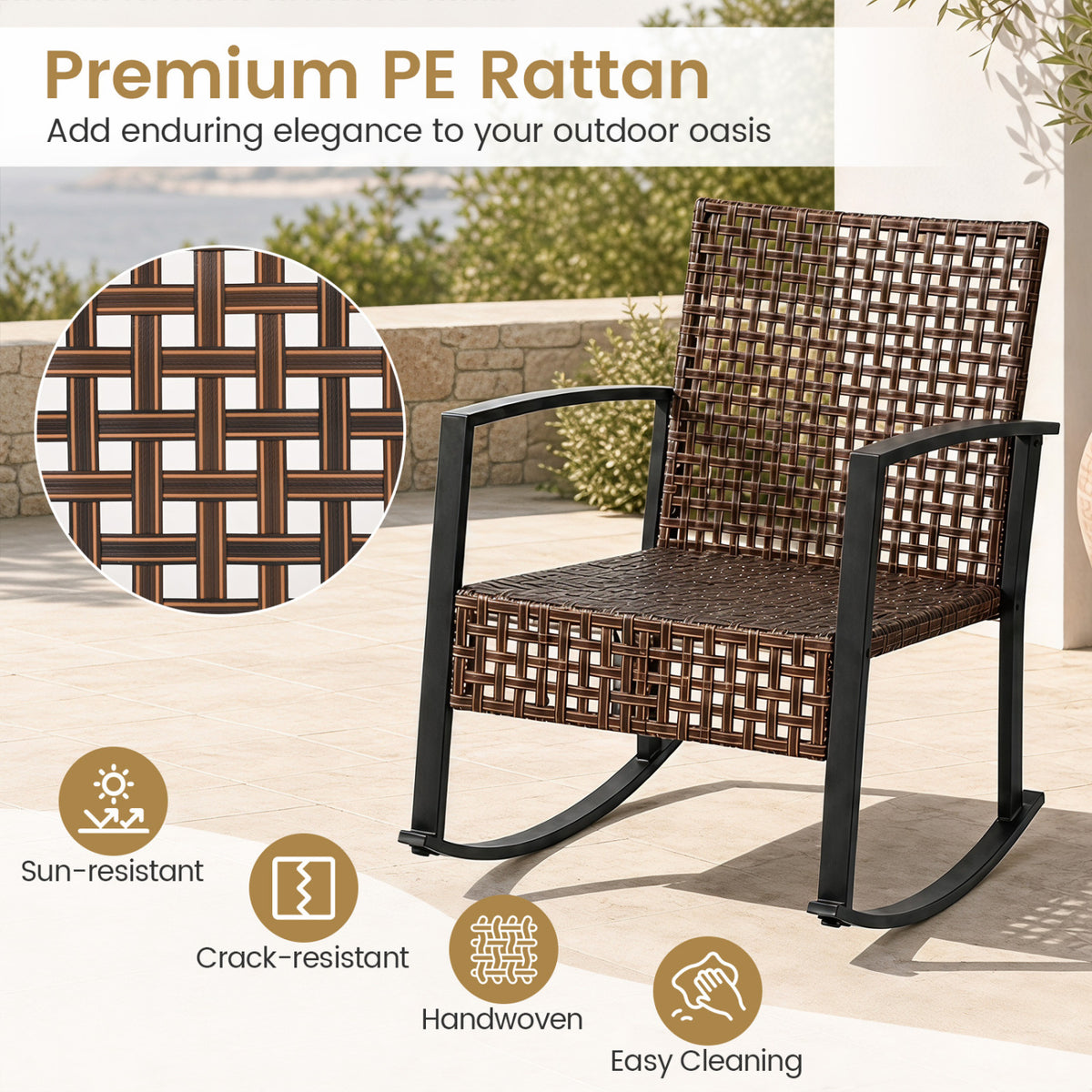 3-Piece Outdoor Rocking Chair Set