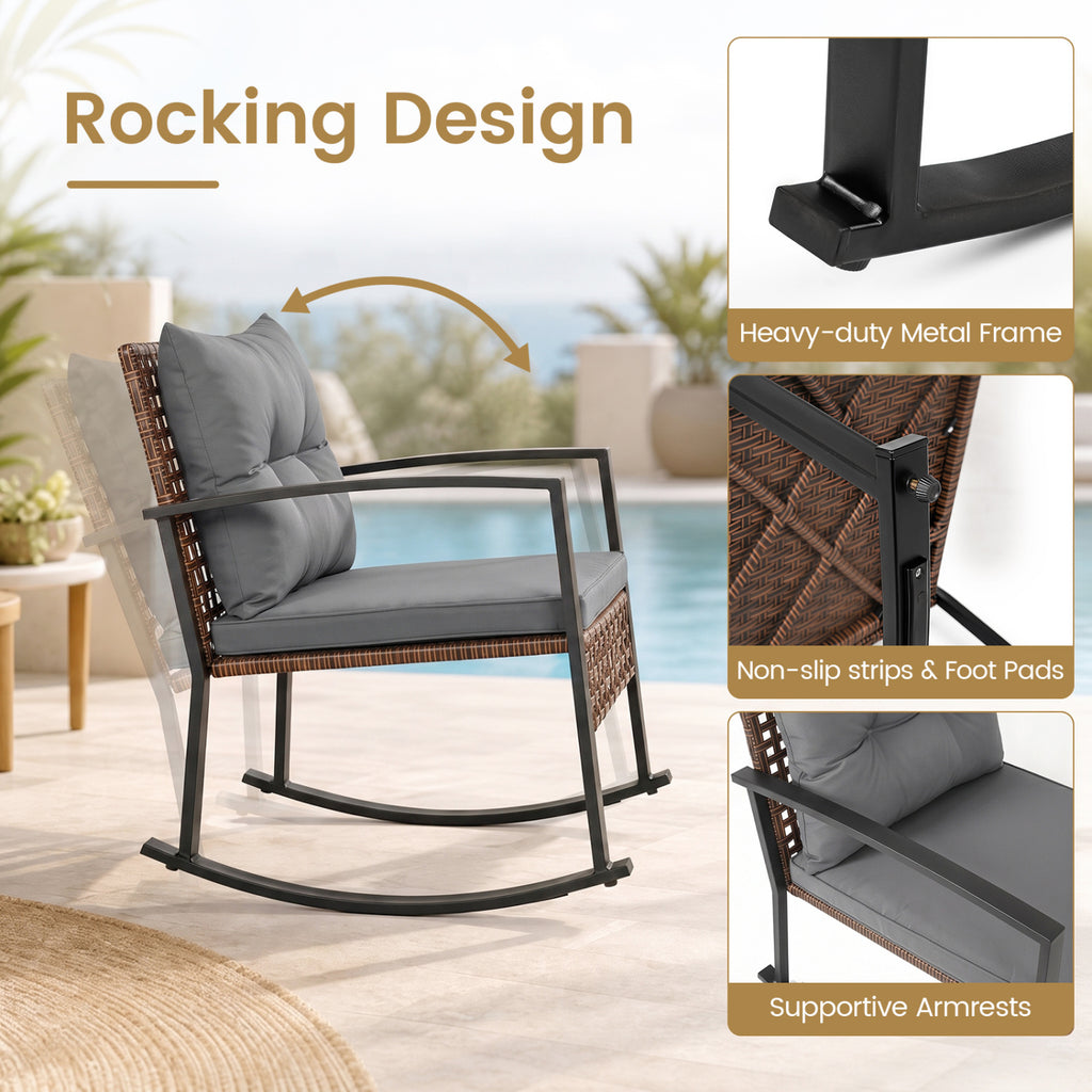 3-Piece Outdoor Rocking Chair Set