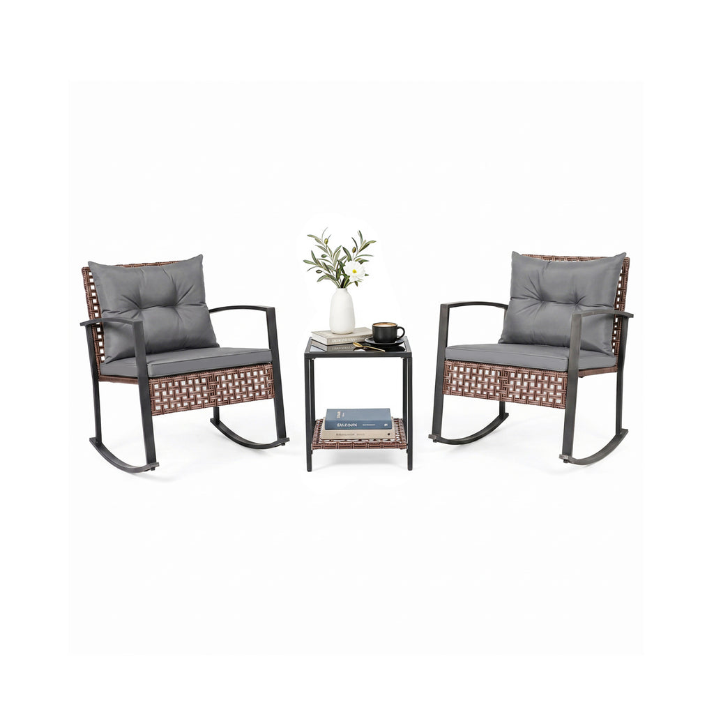 3-Piece Outdoor Rocking Chair Set