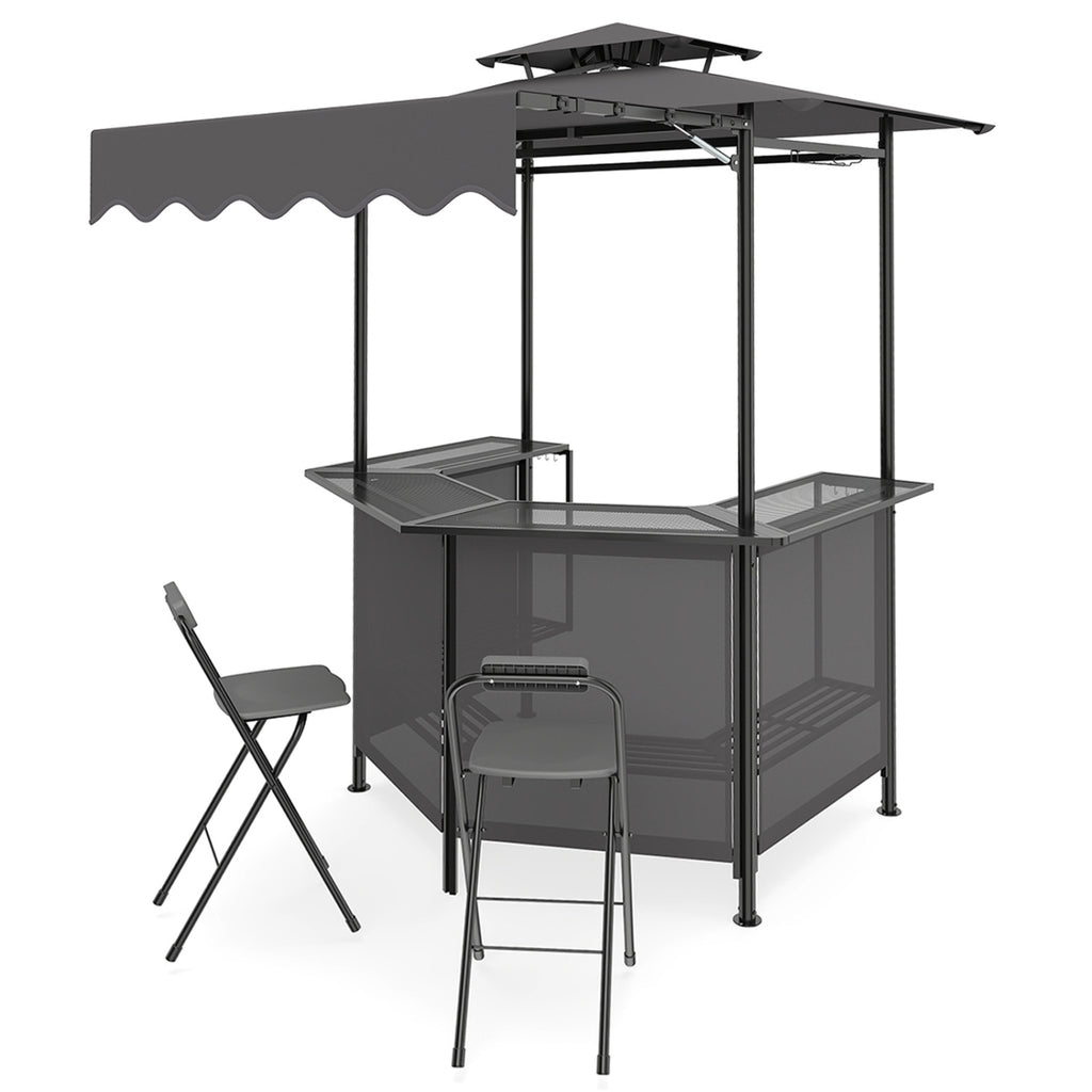 Set of 2 Portable Bar Height Stools with Ergonomic Seat and