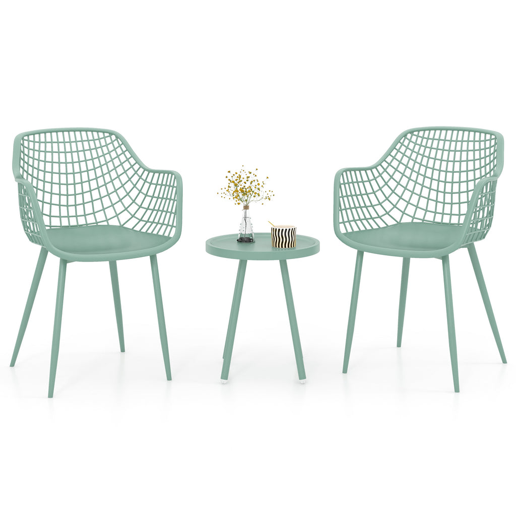 3 Piece Patio Chair Set with Table - Green