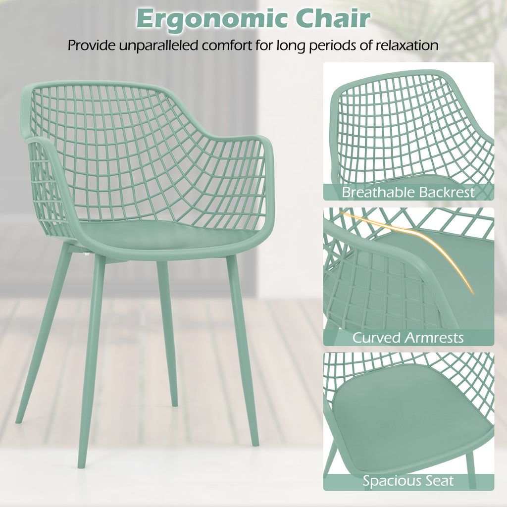 3 Piece Patio Chair Set with Table - Green